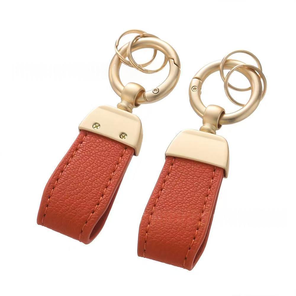 Solid-color Mini Goat-skin Leather Keychain
