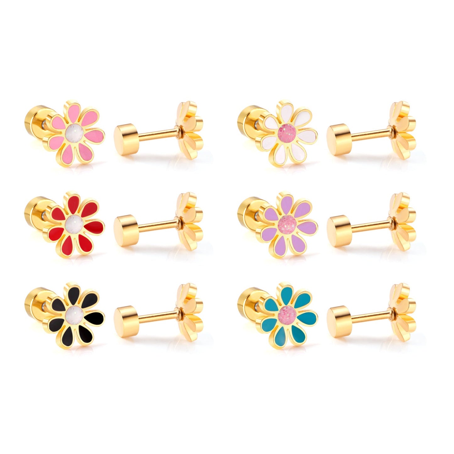 Cute And Sweet Crown-flower Earrings Stainless Steel Stud Earrings