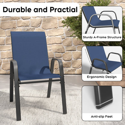 6-Piece Outdoor Dining Chairs Set, Wide Ergonomic Seat, 350 lbs Capacity per