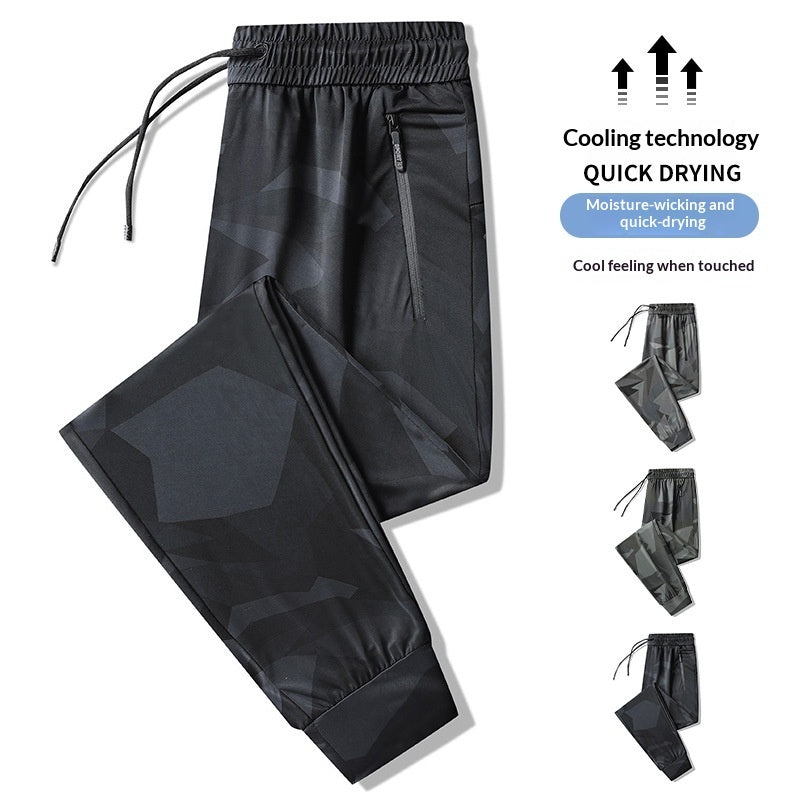 Summer Camouflage Loose-Fit Plus-Size Stretch Quick-Dry Sports-Casual Mens Ankle-Tightening Trousers