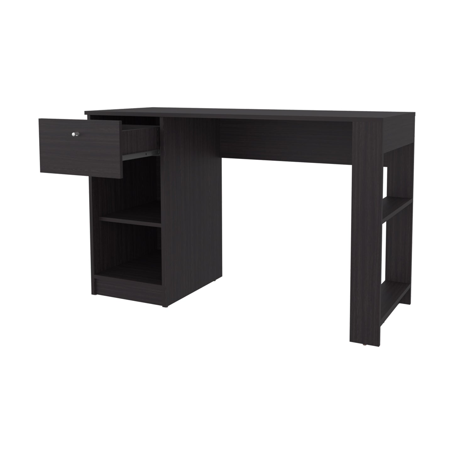 Sun City Computer Desk with a Drawer and Open Storage, Wengue