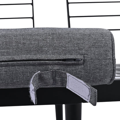 Outdoor Sectional Set Acacia Wood Steel Gray with Nesting Tables