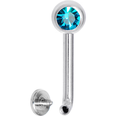 14G 5mm Zircon Blue Gem Vertical Hood Piercing -3/8 2mm Rise
