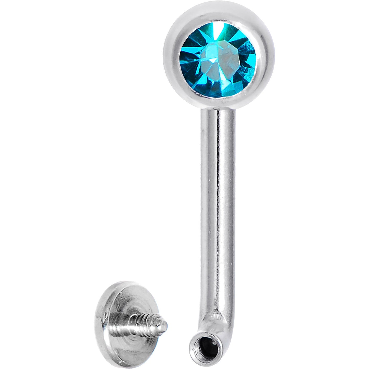 14G 5mm Zircon Blue Gem Vertical Hood Piercing -3/8 2.5mm Rise