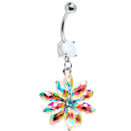 Stainless Steel Aurora Borealis Crystal Belly Ring