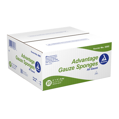 Dynarex Advantage Surgical Sponges, 2" x 2" 8 Ply  200ea/bx, 25bxs/cs (5000 Count)