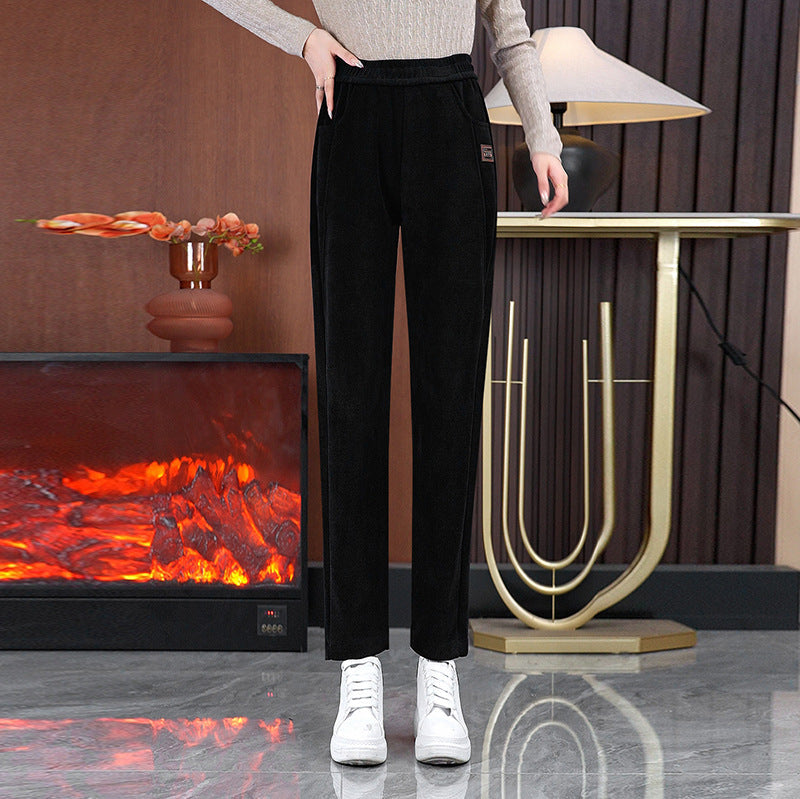 Autumn And Winter Harlan Velvet Padded Casual Pants