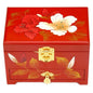 Push‑Top Lacquer Jewelry Box – Red & Black Dowry‑Style Wood Chest
