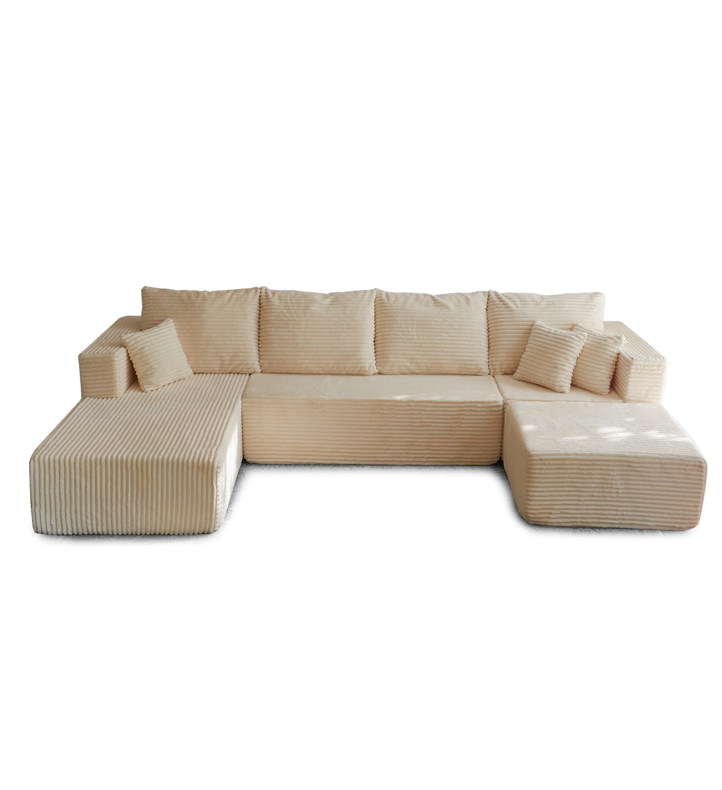 Sectional Sofa U-Shape Cloud Modular Beige 4 Seat 134 In No Assembly