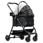 Pet Stroller 4 Wheel Dog Cat Foldable Removable Carrier 33lb Black