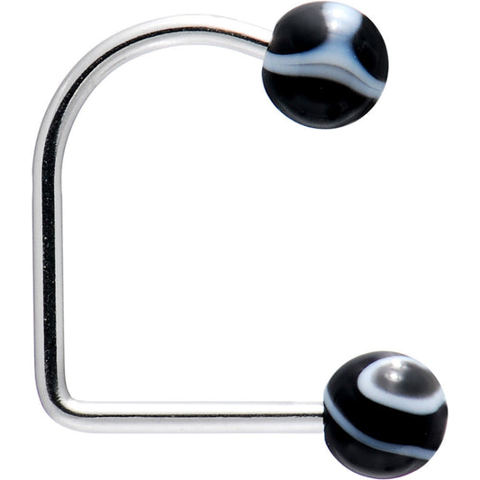 16G Black Acrylic Marble Ball Lippy Loop Labret