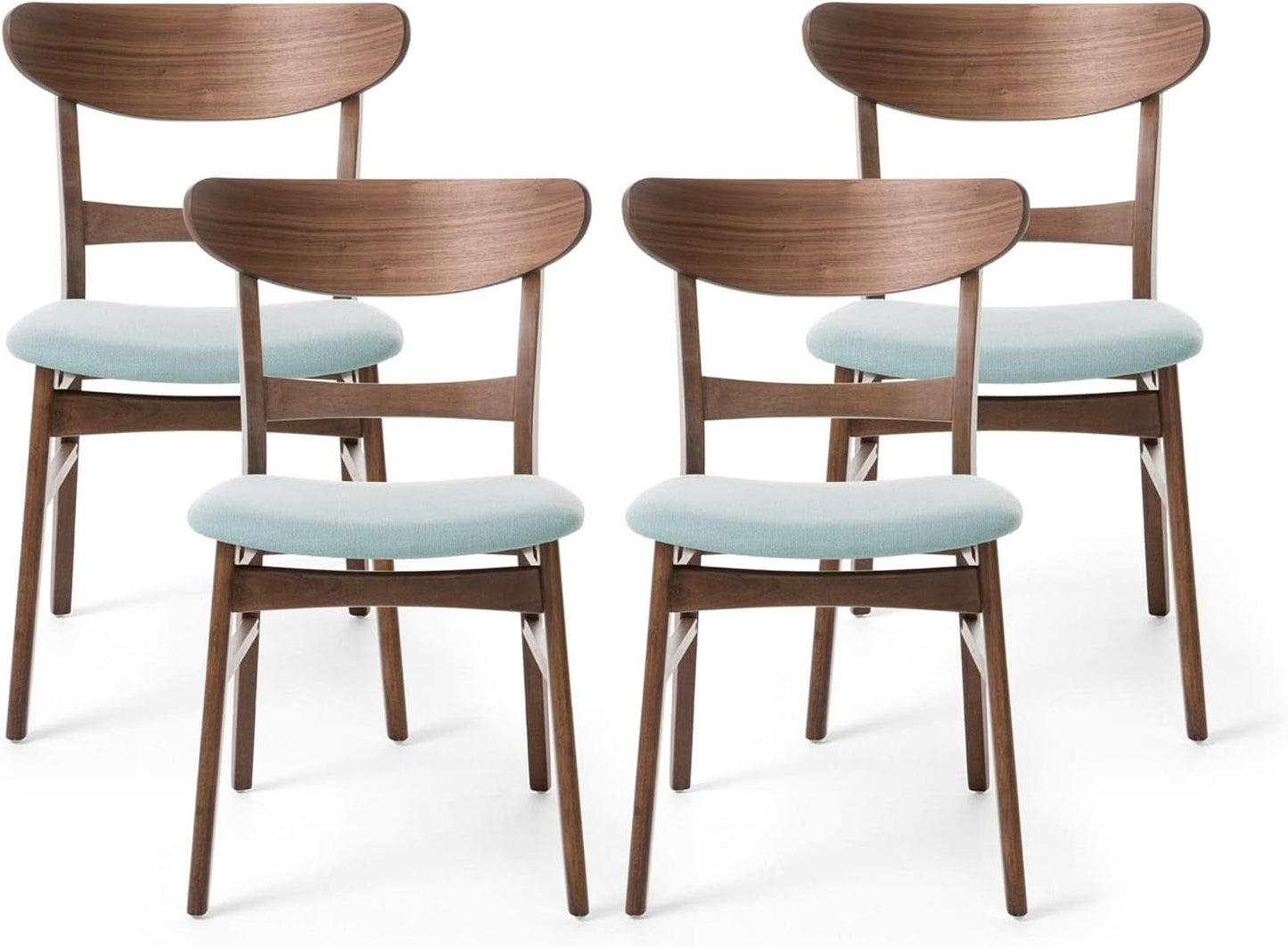 Mid Century Modern Dining Chairs Set Of 4 Mint Upholstery Walnut