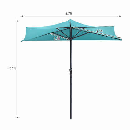 9Ft Patio Bistro Half Round Umbrella