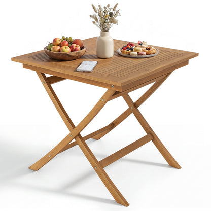 32-Inch Square Teak Wood Patio Dining Table for 4
