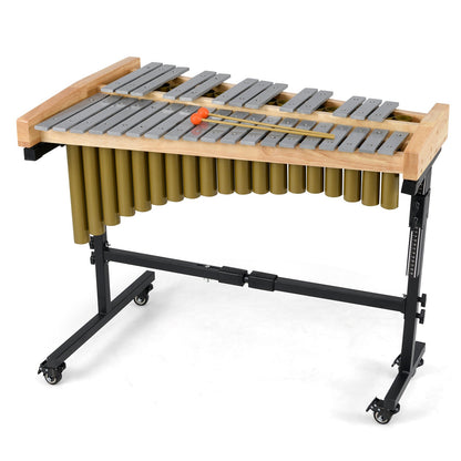 32 Note Marimba Aluminum Xylophone with Rubber Wood Base-Golden