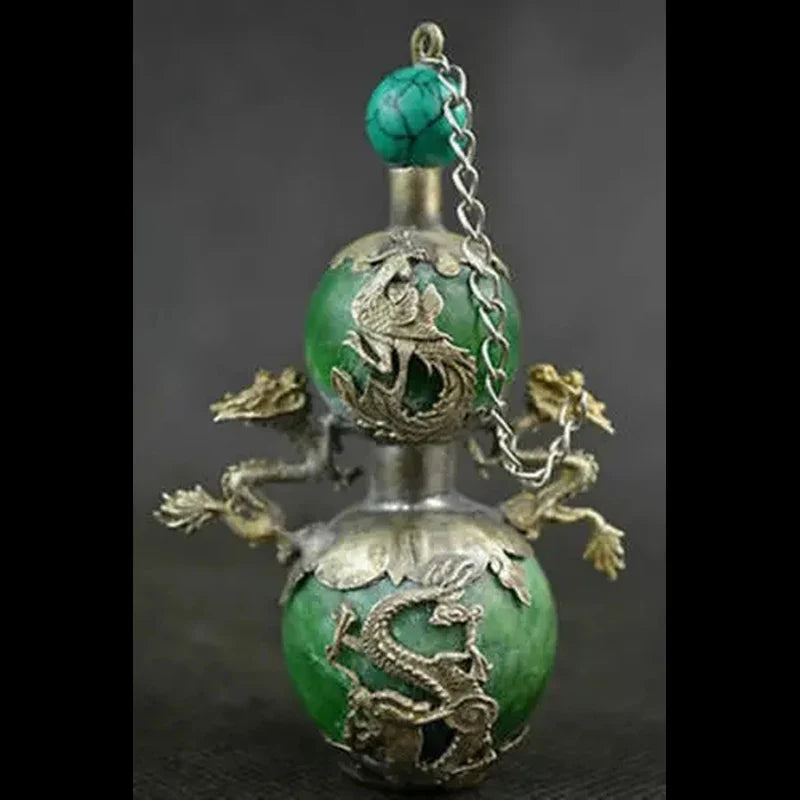 Green Jade Dragon & Phoenix Snuff Bottle – Chinese Collectible