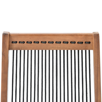 Accent Chair Folding Solid Wood Natural Rope Seat Indoor Outdoor Foldable