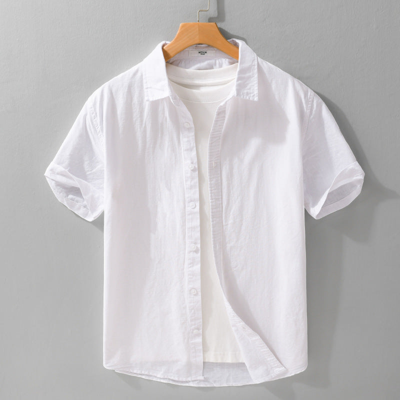 Summer Mens Clothing Simple Versatile Short-sleeve Shirt