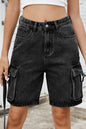 Washed Cargo Denim Shorts