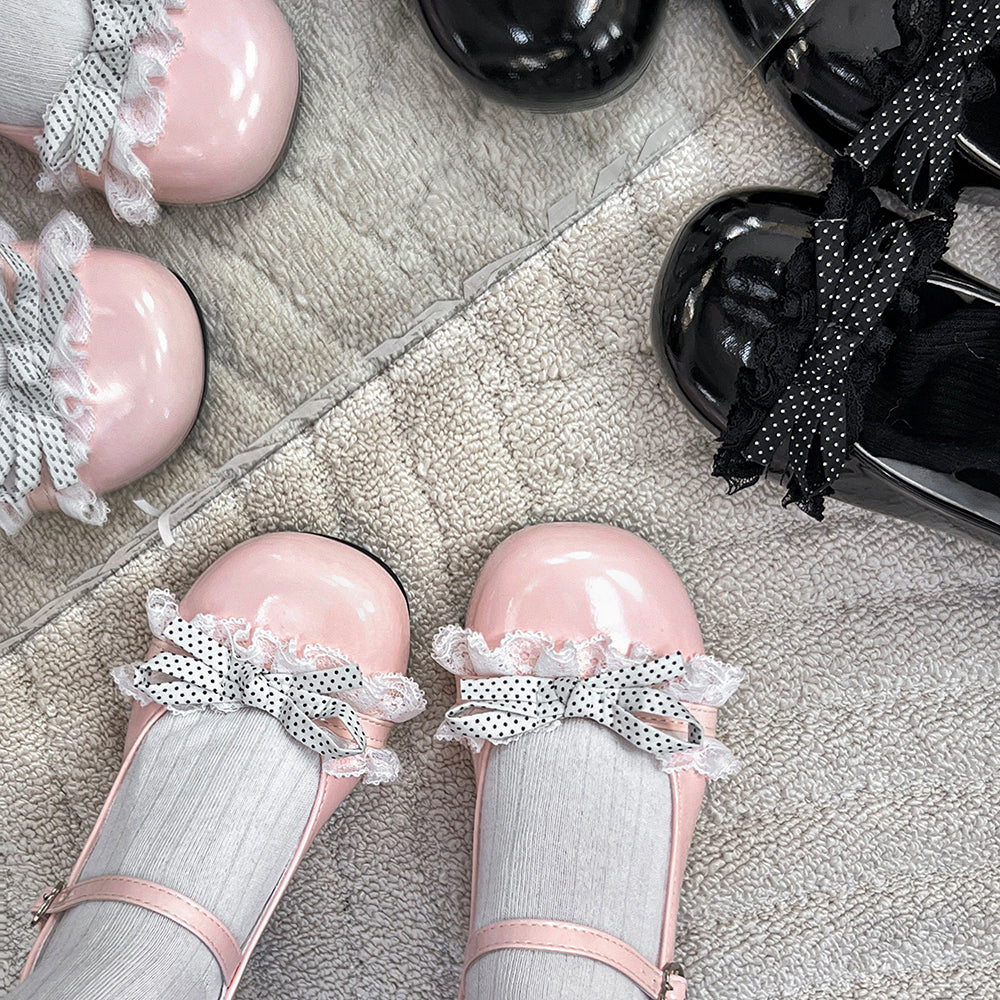 Sweet Lolita Shoes Lolita Shoes New High Heels Cute Lace Bow Girl Mary Jane Single Shoes