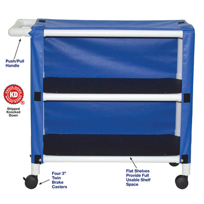 MJM International 332-2C 2-shelf utility / linen cart with mesh or solid vinyl cover, shelf size: 20" x 32", 100 lbs per shelf