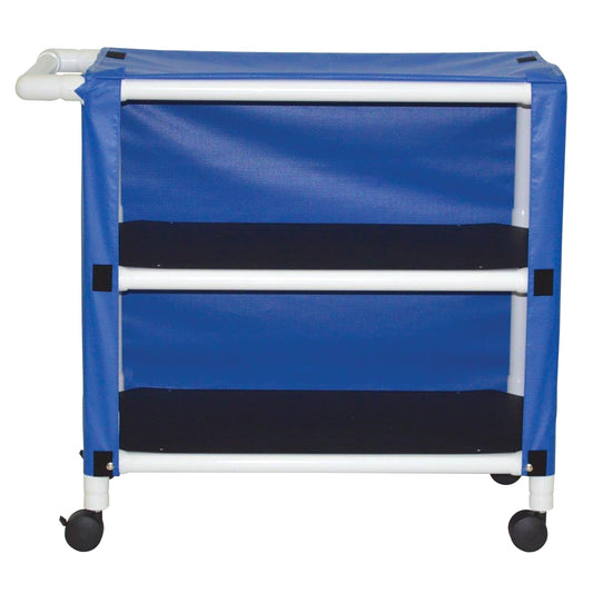 MJM International 332-2C 2-shelf utility / linen cart with mesh or solid vinyl cover, shelf size: 20" x 32", 100 lbs per shelf