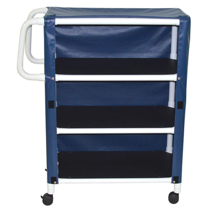 MJM International 332-3C 3-shelf utility / linen cart with mesh or solid vinyl cover, shelf size: 20" x 32", 100 lbs per shelf