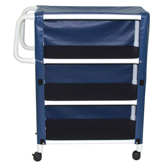 MJM International 332-3C 3-shelf utility / linen cart with mesh or solid vinyl cover, shelf size: 20" x 32", 100 lbs per shelf