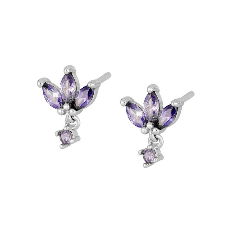 S925 Silver Needle Stud Earrings With Zircon Butterfly Design