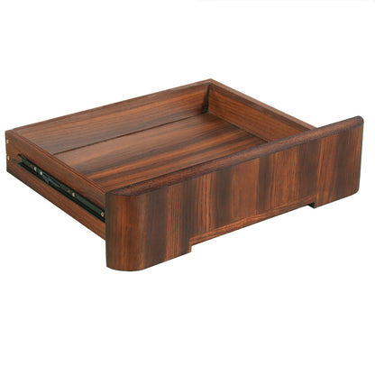 90' Modern L Shaped Desk in Walnut with 3 Drawers,360deg Wood Rotating Desk,Exe...