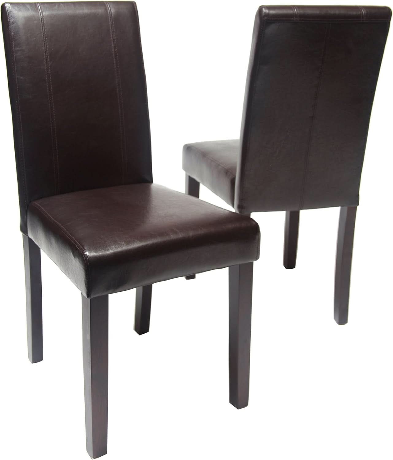 Parson Chair Set of 2 Leatherette Padded Solid Wood
