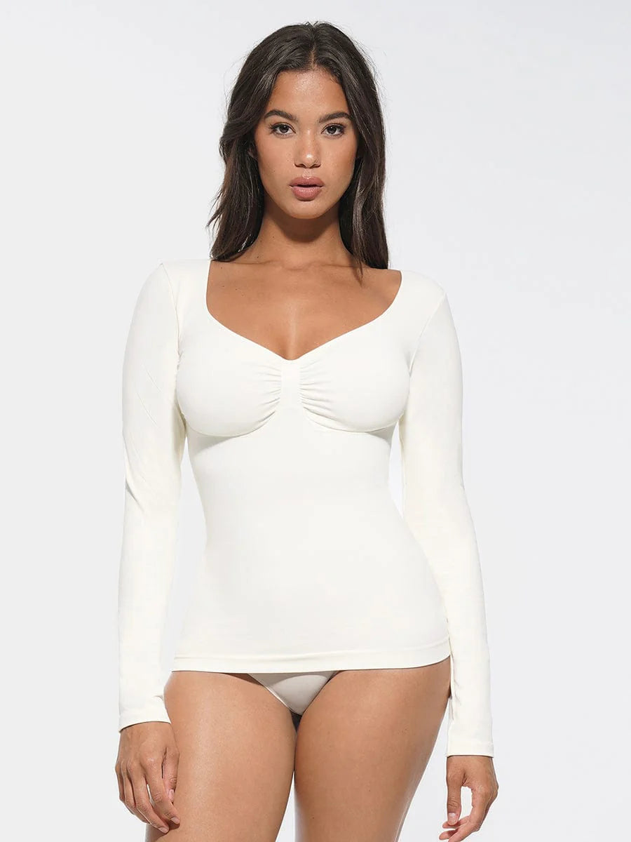 Seamless Diamond Neck Bust Support Waist And Tummy Control Shaping Top