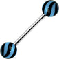 Blue Black Beach Ball Wave Barbell Tongue Ring