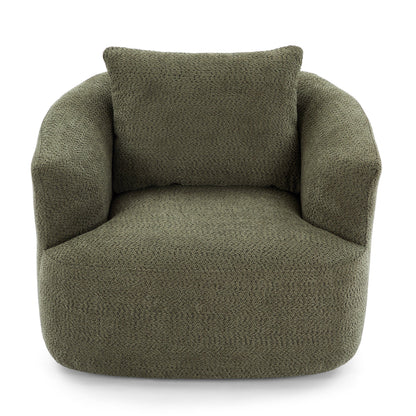 Accent Chair Swivel Barrel Chenille Green 360 Degree Pocket Spring 38 In