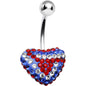 Patriotic Heart Crystal Evolution Belly Ring