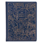 KJV Holy Bible, Large Print Note-Taking Bible, Faux Leather Hardcover - King James Version, Navy W/Gold Floral - Leather