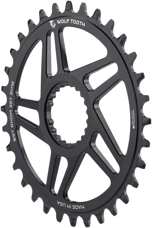 Wolf Tooth Direct Mount Chainring - 30t Shimano DM For Boost Cranks 3mm Offset Drop-Stop ST Requires 12-Speed HG+ Chain BLK