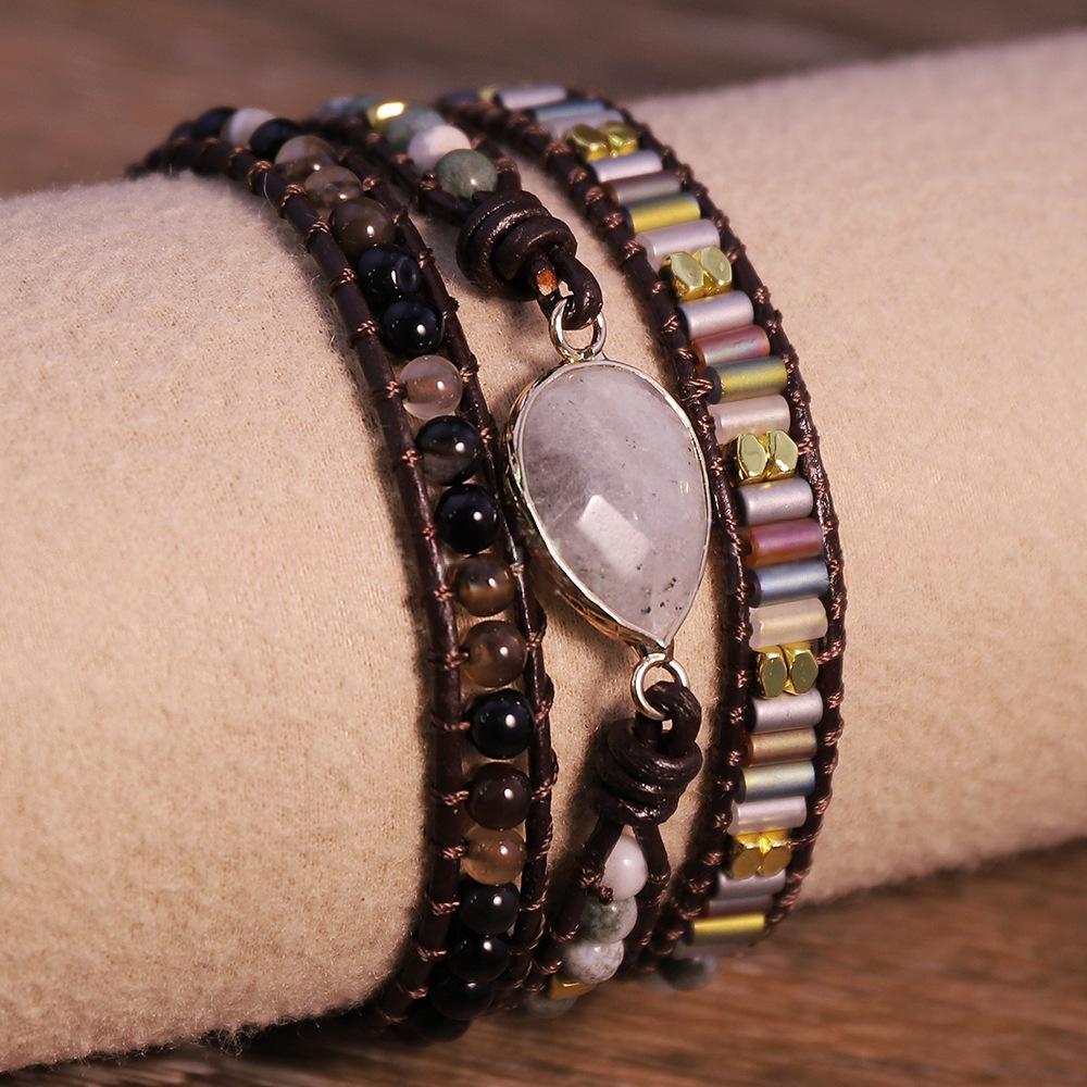 Handwoven Multi-layer Leather Cord Wrap Bracelet