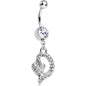 Clear Gem Dynamic Heart Belly Ring