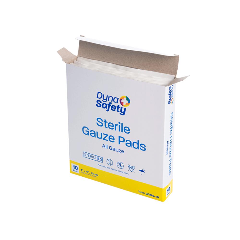 Dynarex Gauze Pad - Sterile 1's, 4" x 4" 12 Ply, 10ea/bx, 48bxs/case (480 Count)