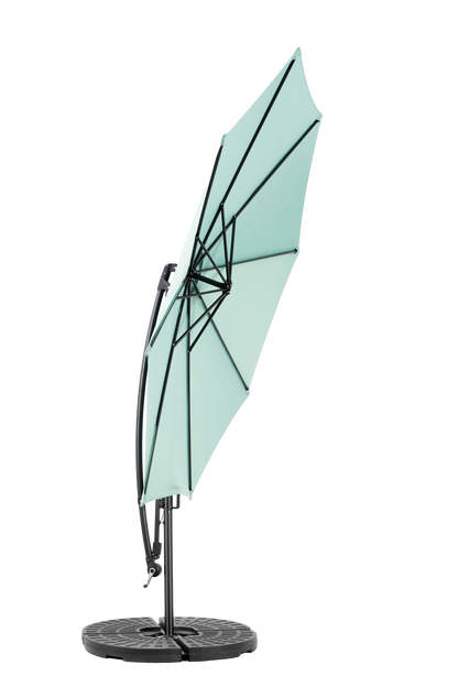 10ft Offset Hanging Market Patio Umbrella w-Easy Tilt Adjustment, Light Green