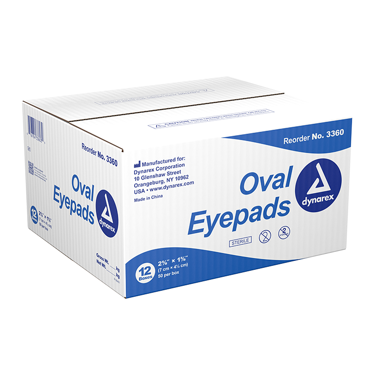 Dynarex Oval Eye Pads - Sterile, 2 5/8" x 1 5/8"  50ea/bx, 12bxs/cs (600 Count)