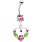 Pink CZ Fairy Tale Heart Belly Ring