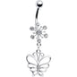 Clear Crystal Explosion Butterfly Belly Ring