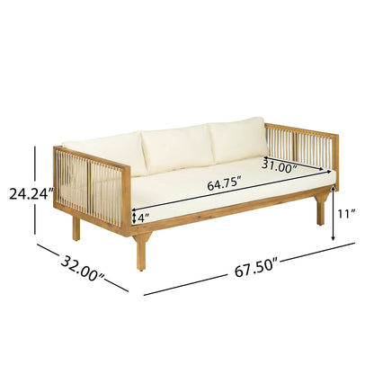 Outdoor Patio Sofa Acacia Wood Rope 67.5