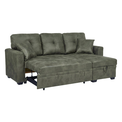 Sectional Sofa L-Shape Olive Green Sleeper 71