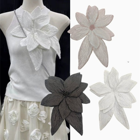 French-style Chic Three-dimensional Black-and-white Organza Large Flower