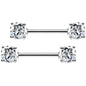 14G 9/16 Clear CZ Gem Barbell Nipple Ring Set