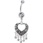 Crystalline Gem Hollow Heart Chandelier Belly Ring