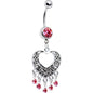 Pink Gem Hollow Heart Chandelier Belly Ring